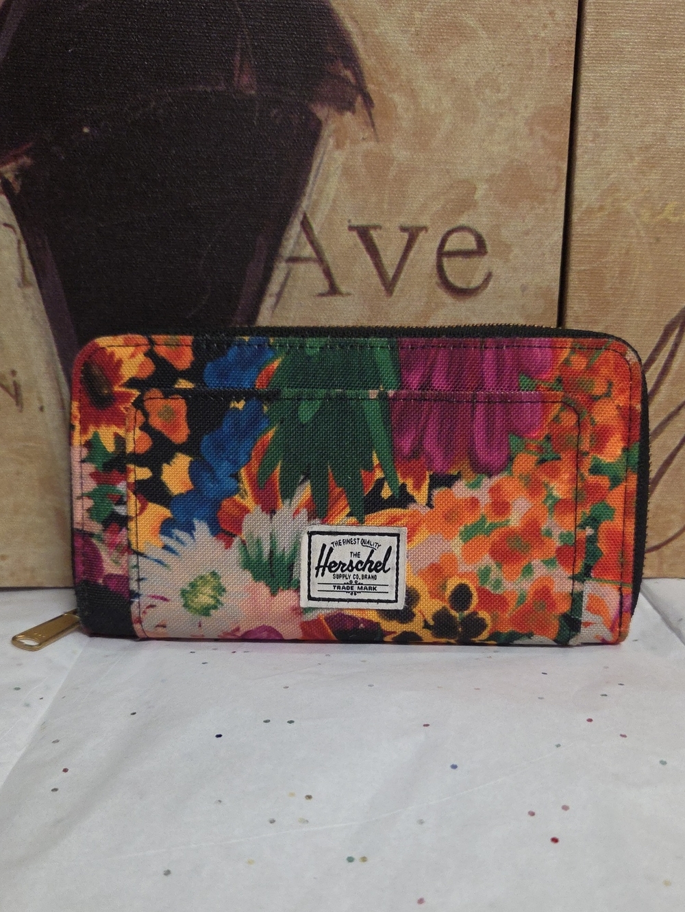 Herschel Supply Company Floral Zip Wallet - Green, Pink, Blue, Orange, Yellow